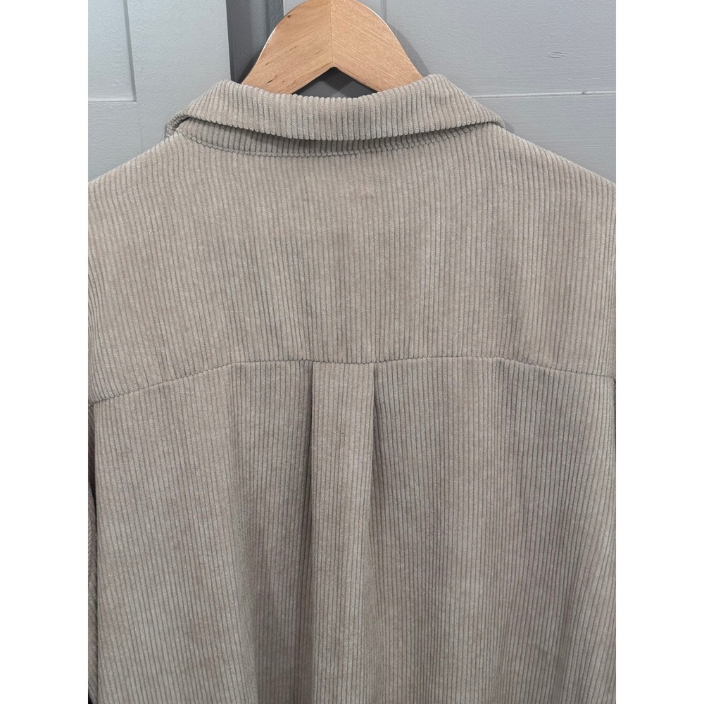 Cali Be Womens Corduroy Shacket Beige Tan Oversized Button Down Shirt Jacket L - Picture 5 of 6